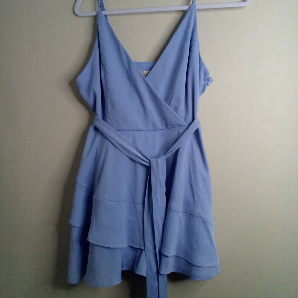 Altar'd State Romper Women S Shorts Tank Ruffle Feminine Blue
